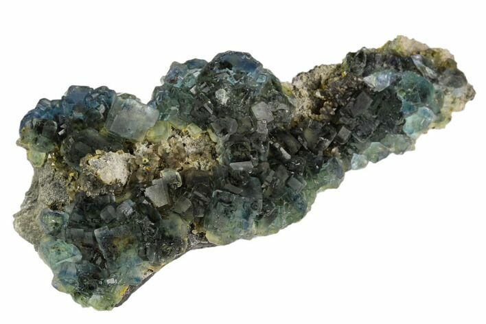 Blue-Green Fluorite Crystals on Quartz - China #124853